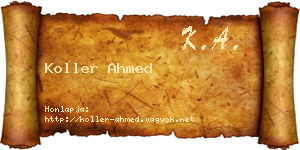 Koller Ahmed névjegykártya